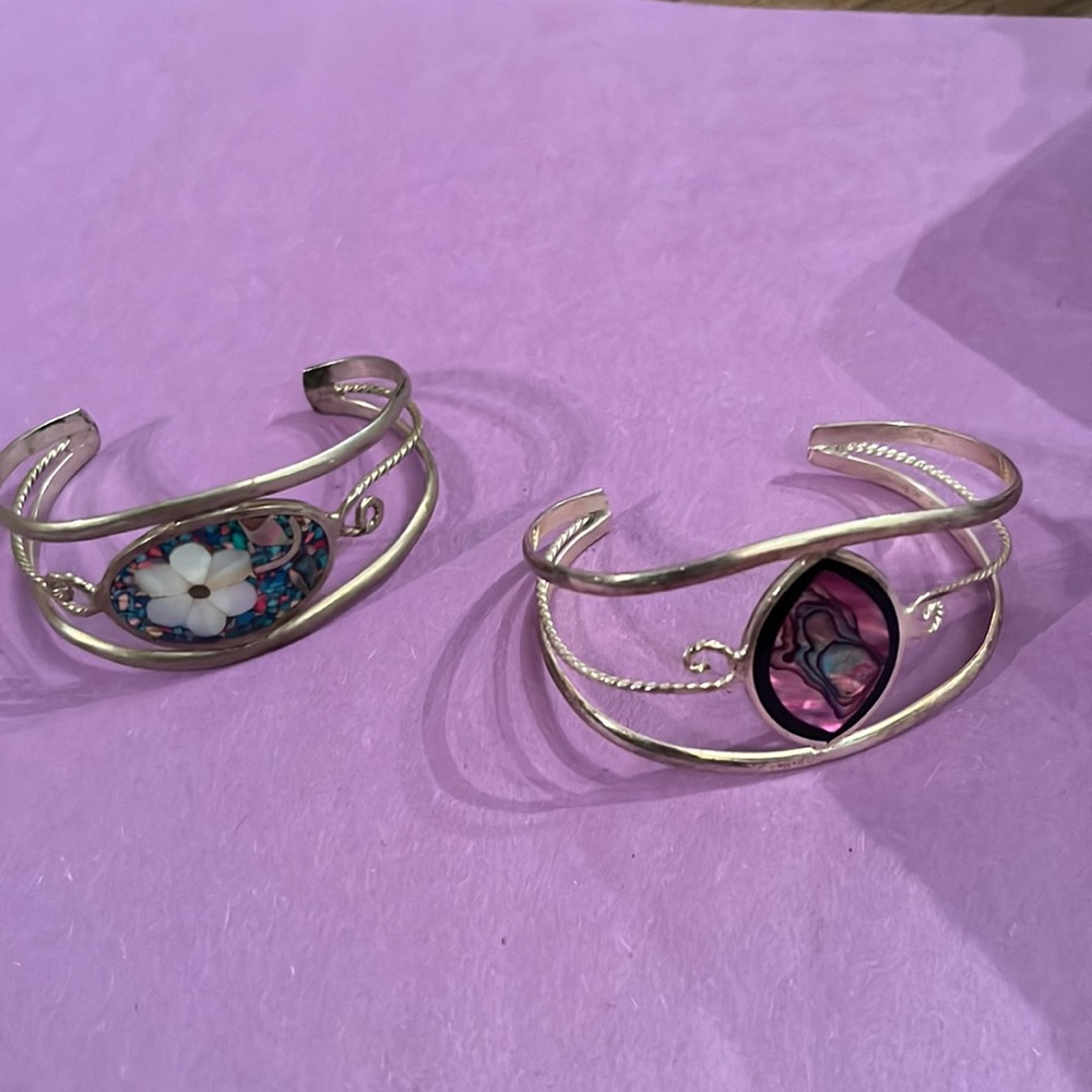 Mexican Silver , Bracelets , Aboleone Shell, Irid… - image 2